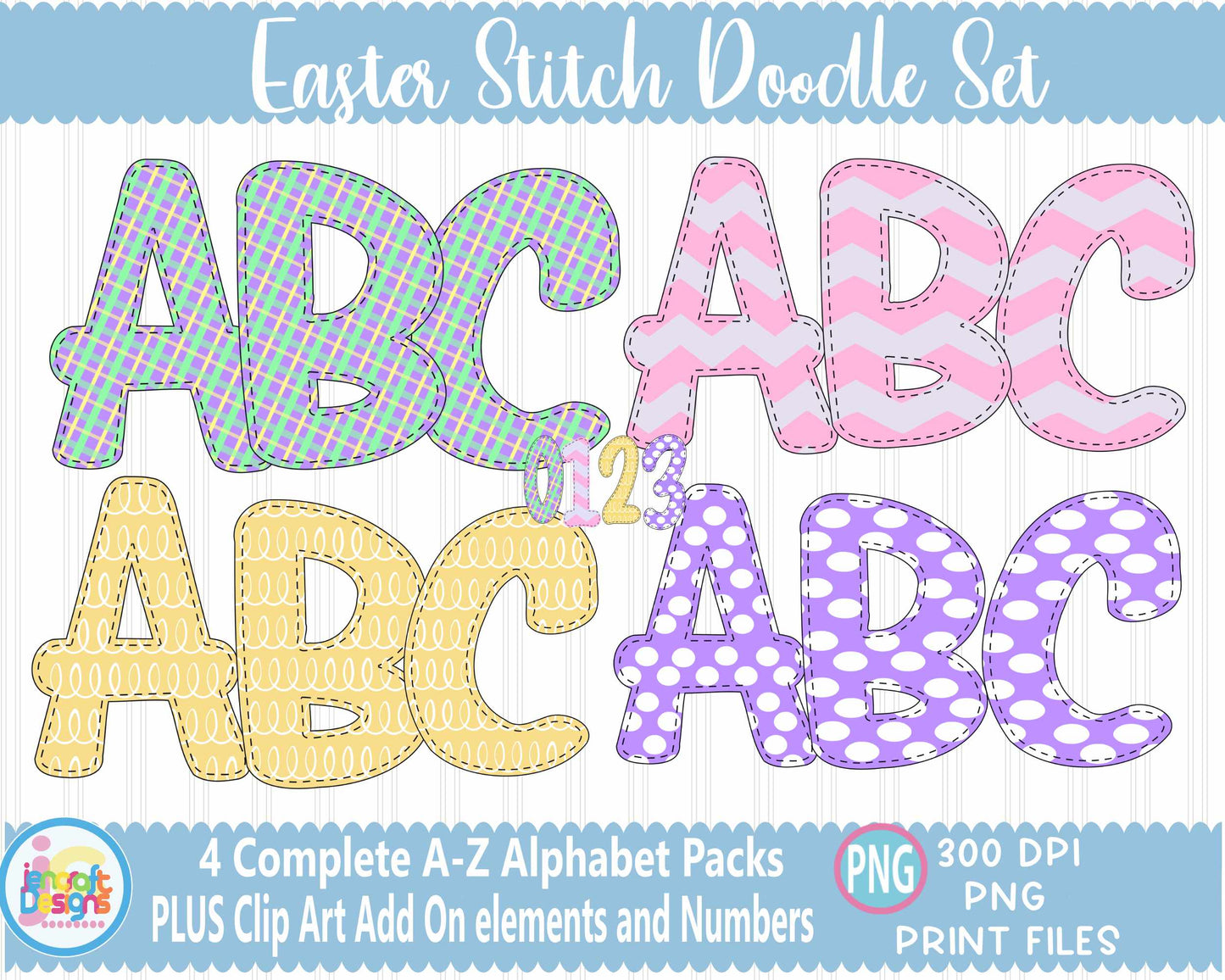 Easter Doodle Letters Png | Easter Alphabet Png Sublimation File