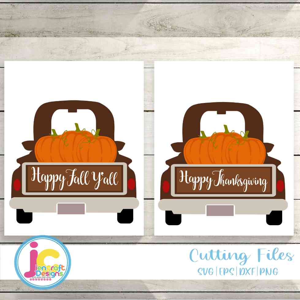 Fall Truck Svg | Pumpkin Antique Truck SVG EPS DXF PNG JenCraft Designs