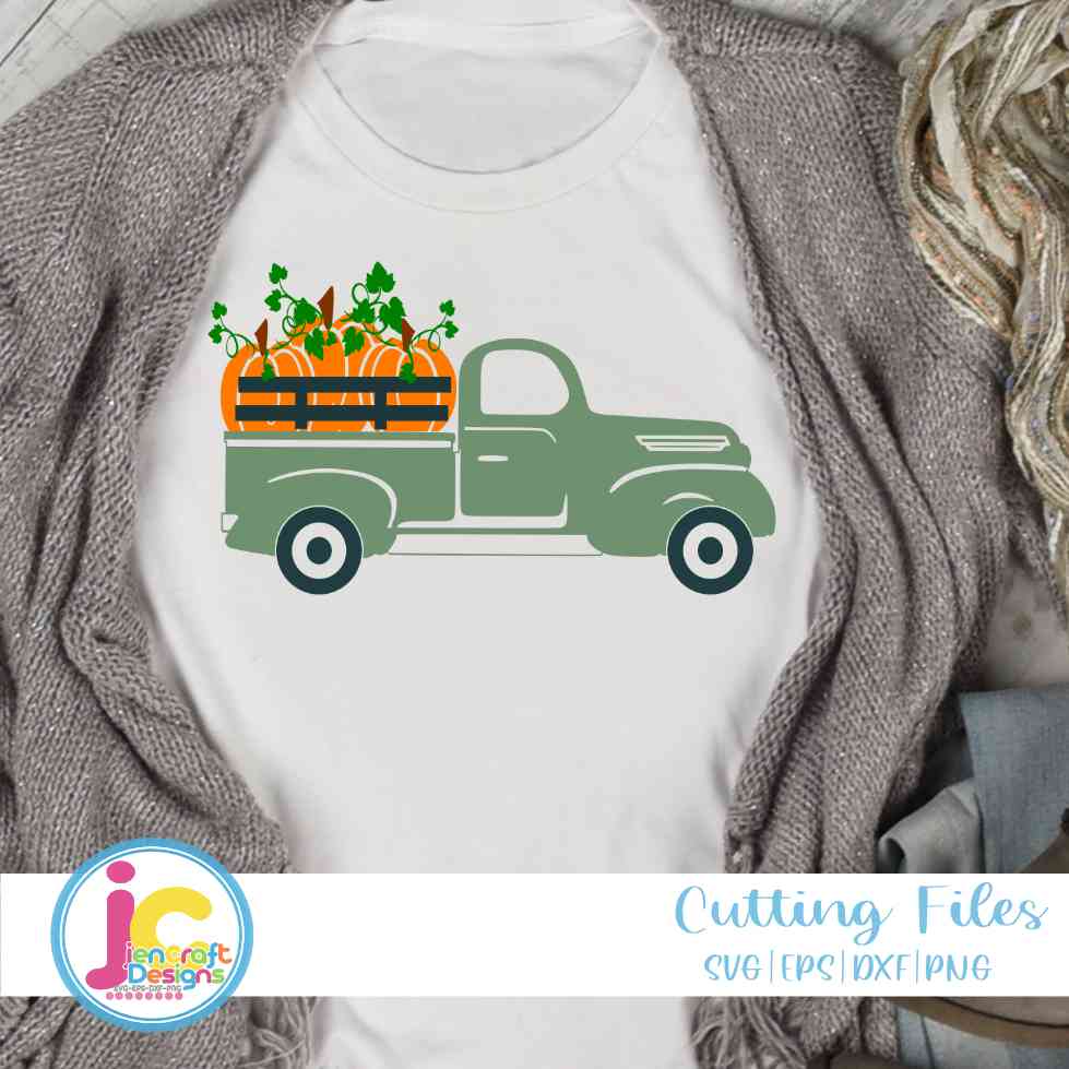 Fall Pumpkin Truck Svg | Thanksgiving Truck SVG EPS DXF PNG JenCraft Designs