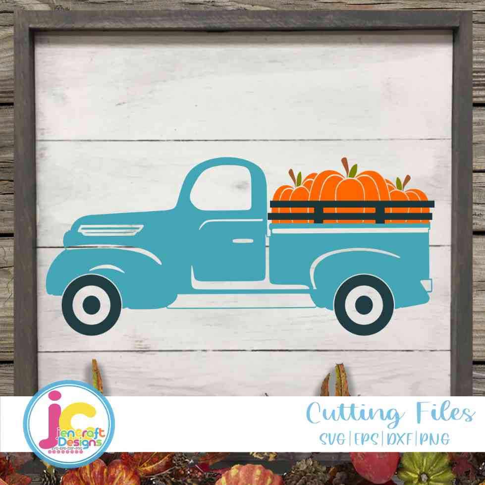 Fall Pumpkin Truck Svg | Vintage Thanksgiving Truck SVG EPS DXF PNG JenCraft Designs