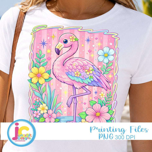 Flamingo Summer PNG | Tropical Flower Sublimation Design