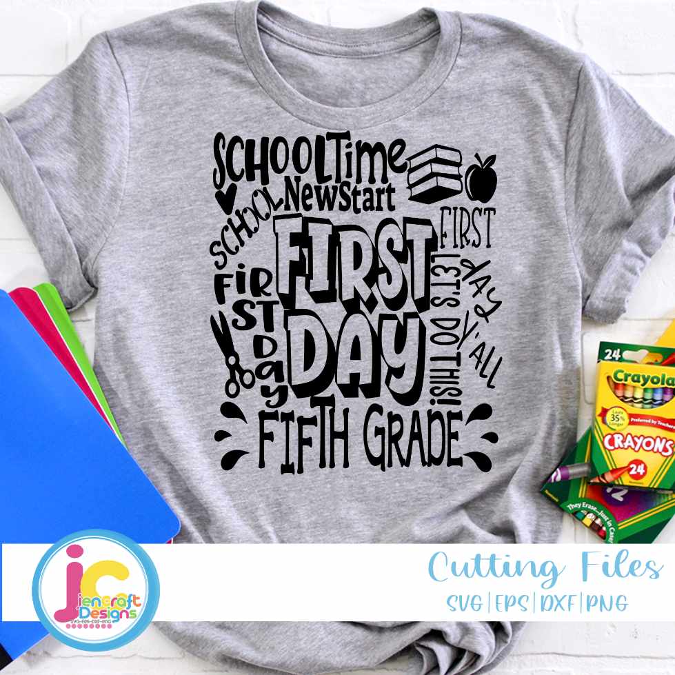 First Day of School svg | 5th Grade Typography SVG EPS DXF PNG
