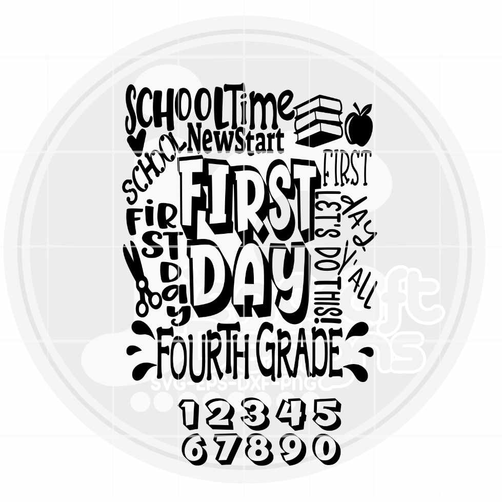 First Day of School svg | 4th Grade Typography SVG EPS DXF PNG