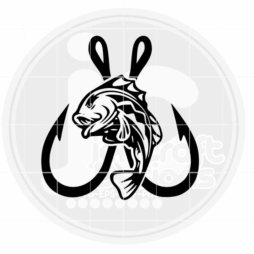 Fish Hook SVG | Double Fishing Hook SVG DXF PNG EPS