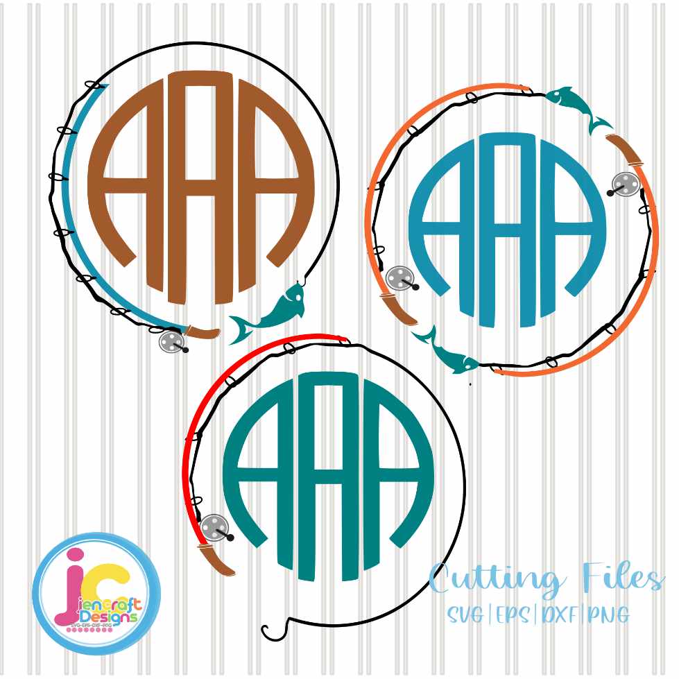 Fishing Pole Monogram Frame Svg | Fathers Day SVG DXF PNG EPS