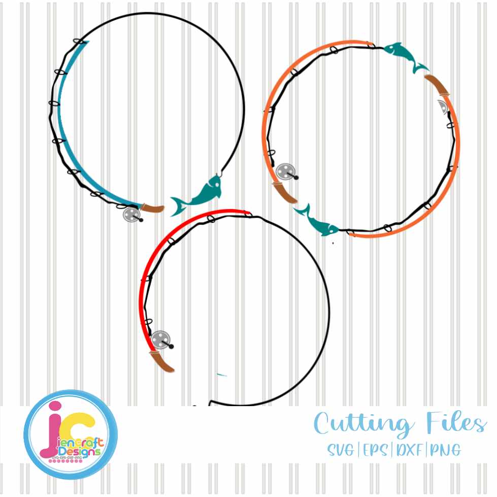 Fishing Pole Monogram Frame Svg | Fathers Day SVG DXF PNG EPS