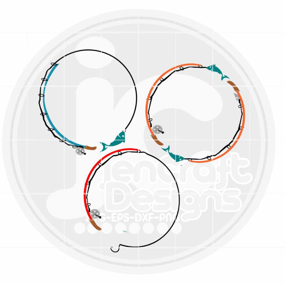 Fishing Pole Monogram Frame Svg | Fathers Day SVG DXF PNG EPS