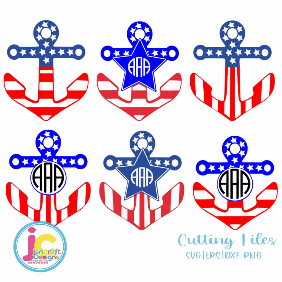 4th of July Svg | Patriotic Anchor SVG EPS DXF PNG JenCraft Designs