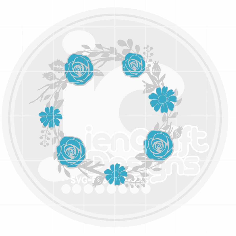 Floral Svg | Rose Floral Wreath Monogram Frame SVG DXF PNG EPS