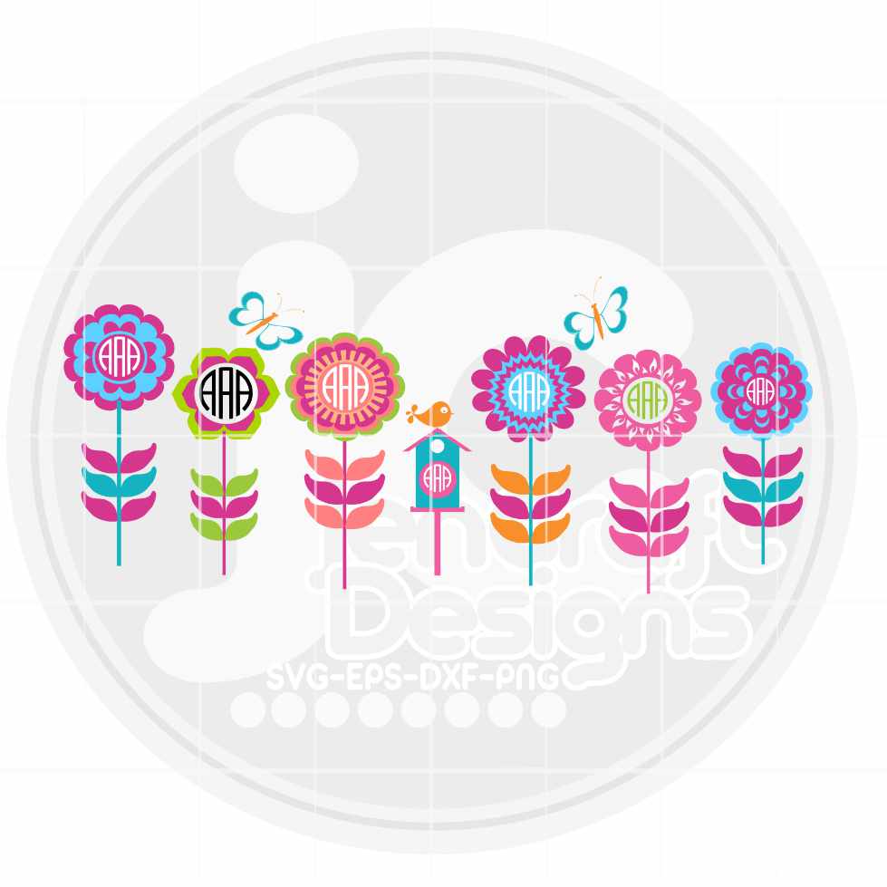 Flower Svg | Spring Flower Monogram Frame Svg