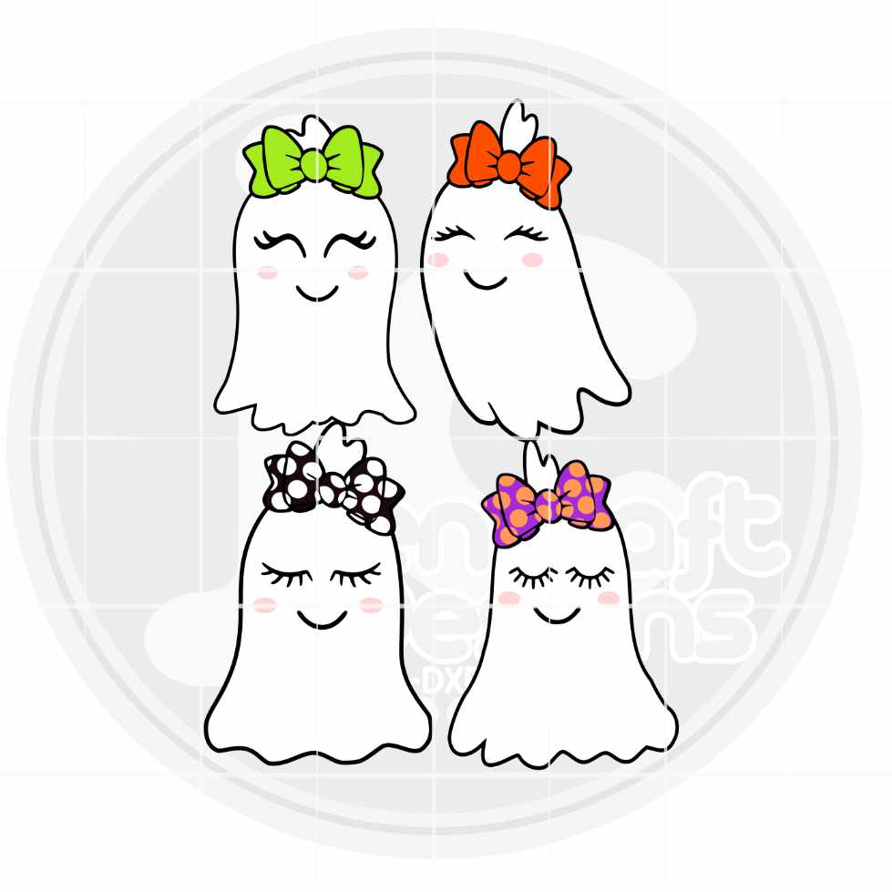 Halloween svg | Ghost with Bow SVG EPS DXF PNG JenCraft Designs