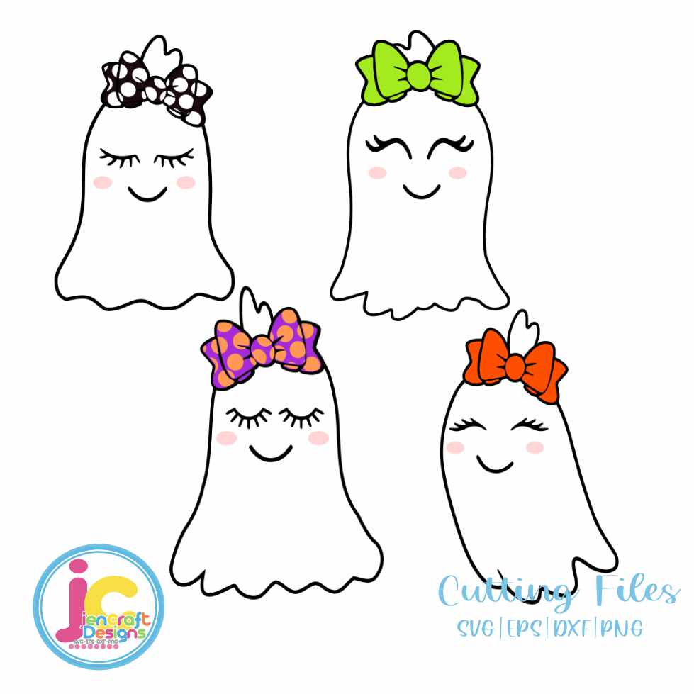 Halloween svg | Ghost with Bow SVG EPS DXF PNG JenCraft Designs