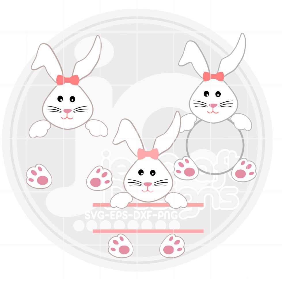Easter Svg | Girl Bunny Monogram Frame SVG EPS DXF PNG Bundle