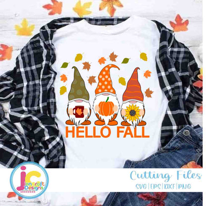 Hello Fall svg | Gnome with Pumpkin SVG EPS DXF PNG JenCraft Designs