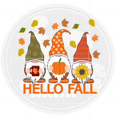 Hello Fall svg | Gnome with Pumpkin SVG EPS DXF PNG JenCraft Designs