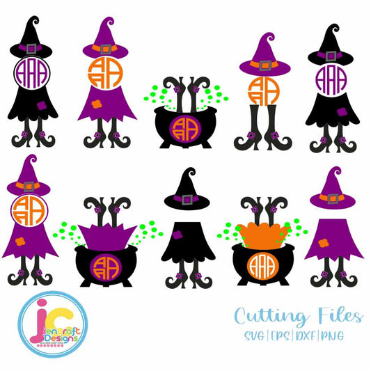 Halloween Svg, Witch Monogram Frame SVG EPS DXF PNG