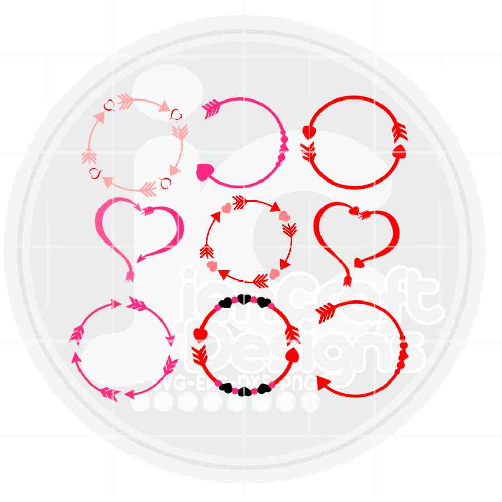 Arrow Monogram Frame Svg | Heart Monogram Frame Svg Bundle JenCraft Designs