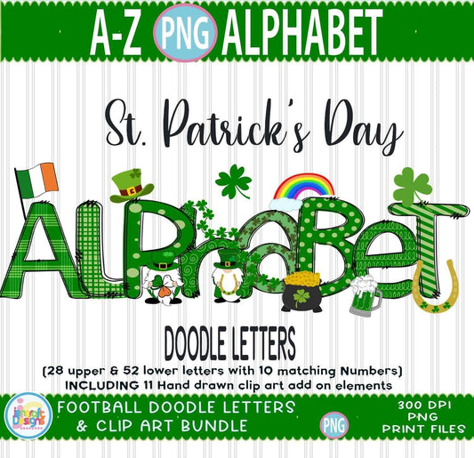 st-patricks-day-doodle-alphabet-png-saint-patricks-day-letters-png-sublimation-design-with-clipart-upper-case-lower-case-and-numbers
