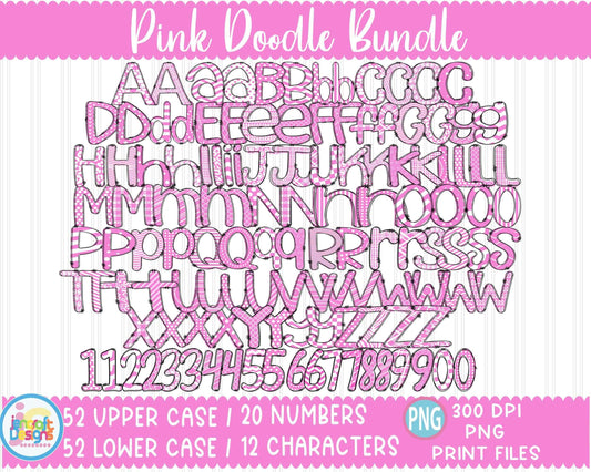 doodle-alphabet-png-pink-sublimation-letter-alpha-pack-png-doodle-font-png-sublimation-bundle-pink-dots-hand-drawn-print-file