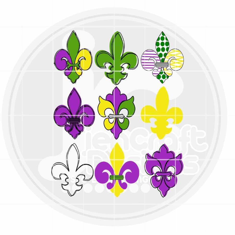Marid Gras Svg | 9 Fleur de Lis SVG EPS DXF PNG Bundle