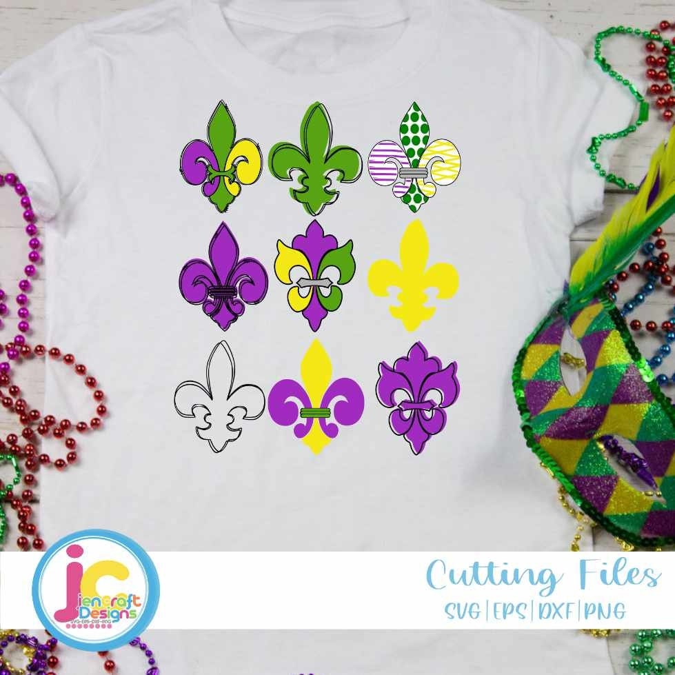 Marid Gras Svg | 9 Fleur de Lis SVG EPS DXF PNG Bundle