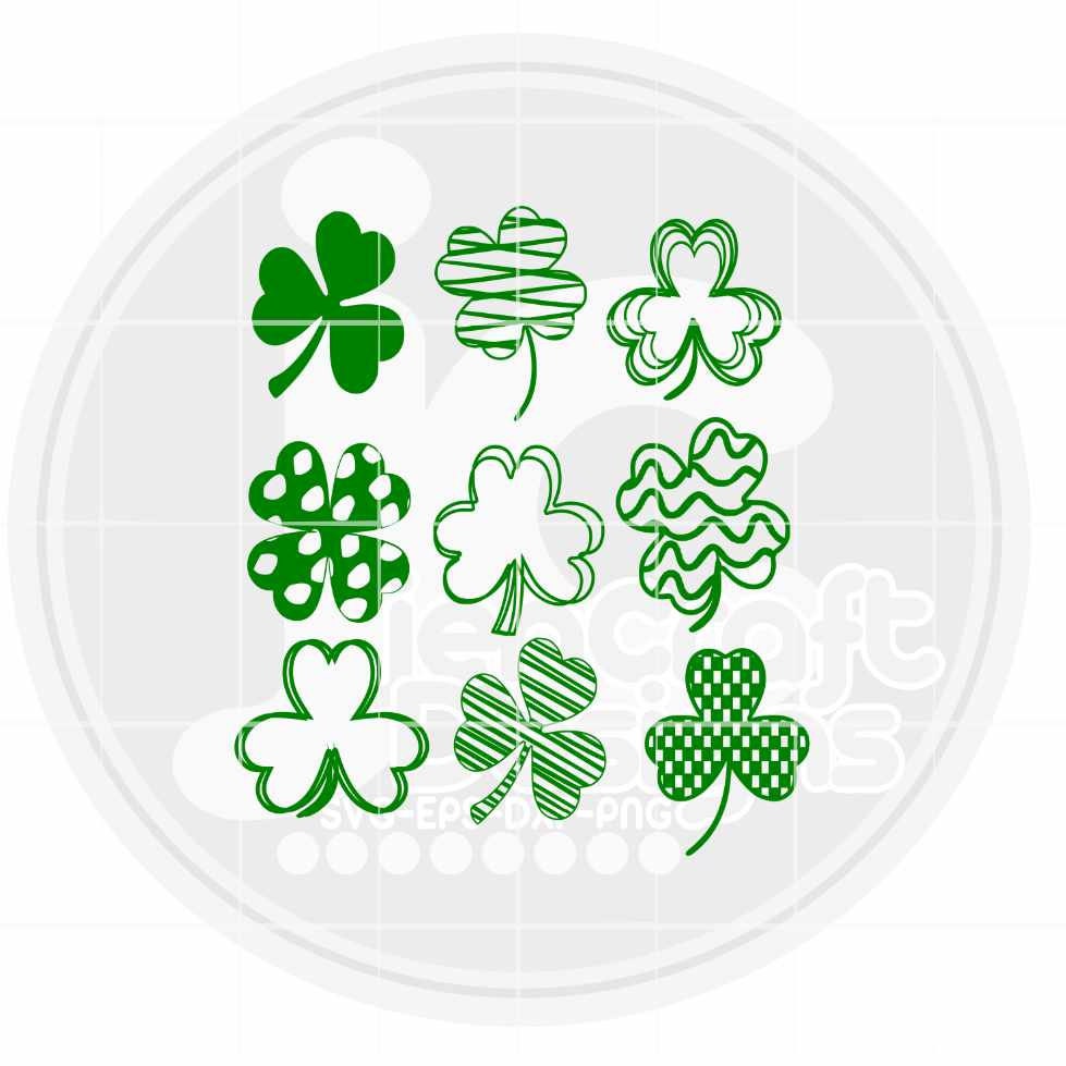 St Patrick's day svg | 9 Clover Shamrocks SVG EPS DXF PNG