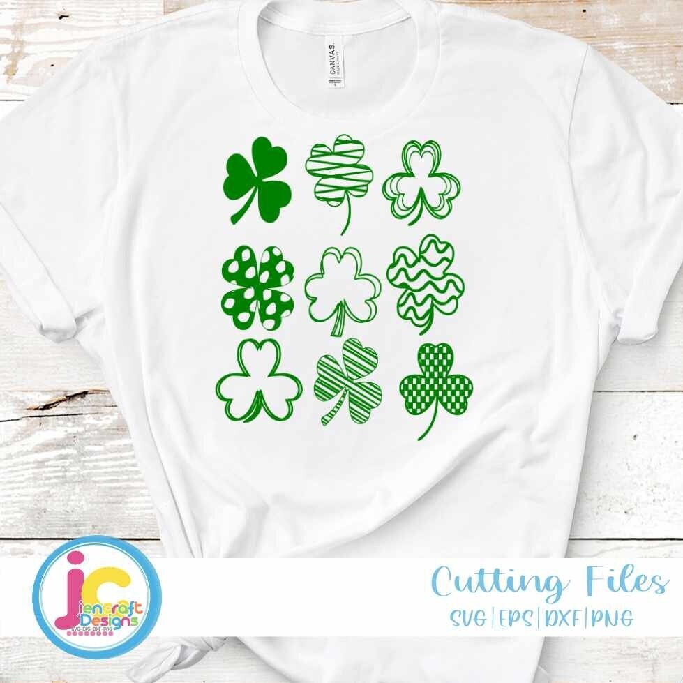 St Patrick's day svg | 9 Clover Shamrocks SVG EPS DXF PNG
