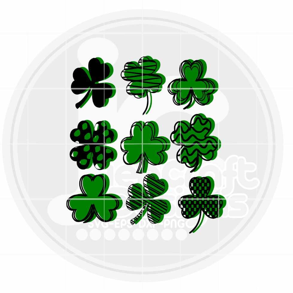 St Patrick's day svg | 9 Shamrocks SVG EPS DXF PNG