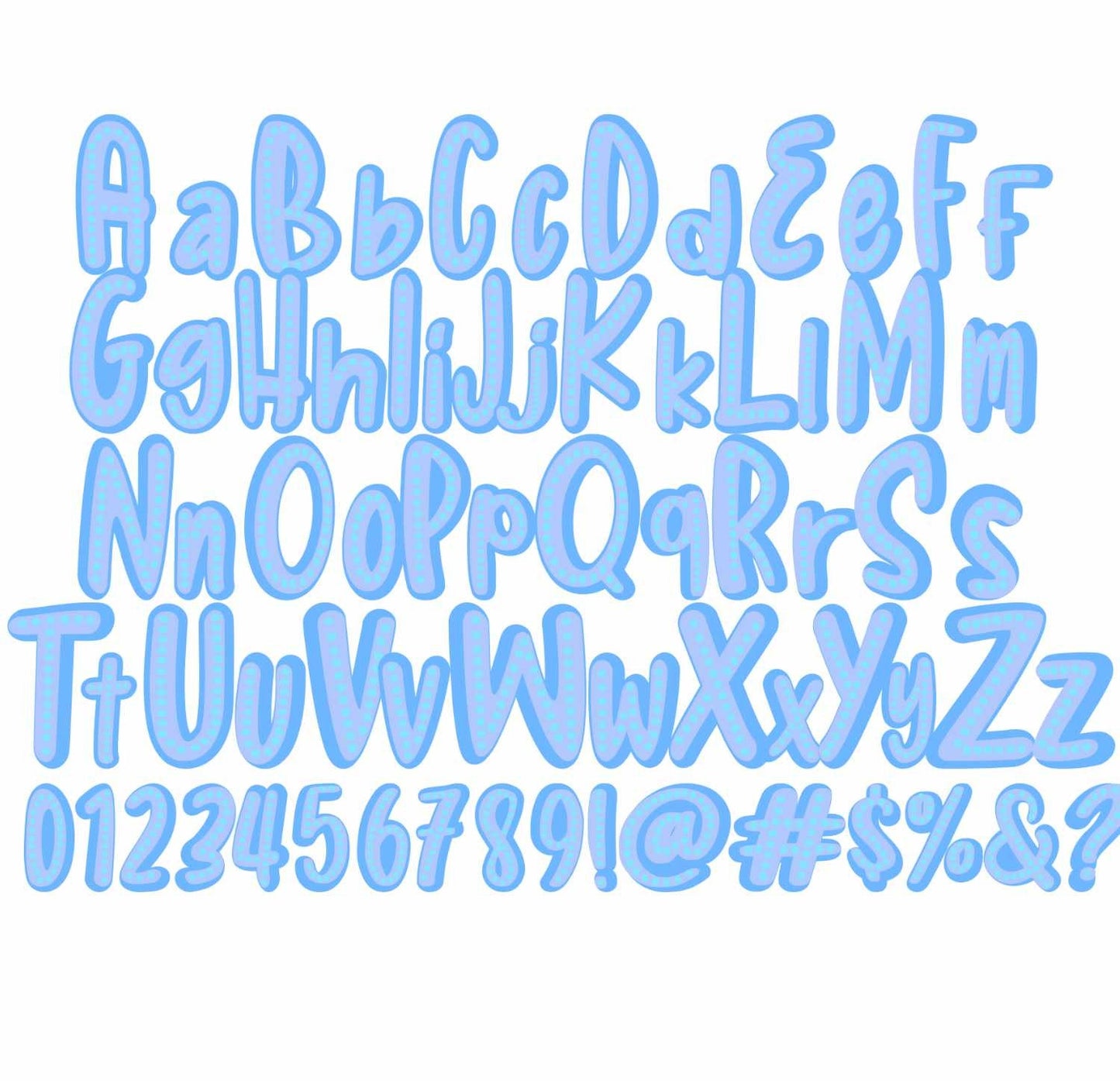 Pastel Color Doodle Letters Png| Alphabet Png Sublimation File