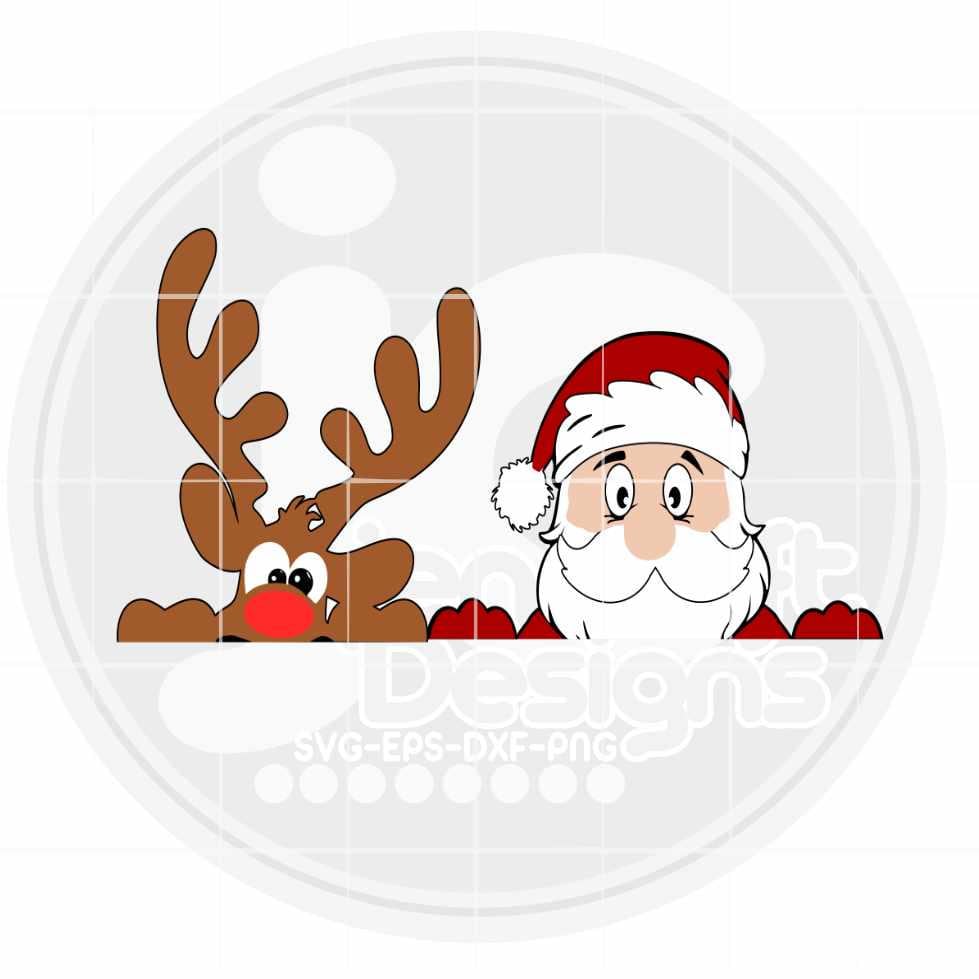 Christmas Svg | Peeping Santa, Peeping Reindeer SVG EPS DXF PNG