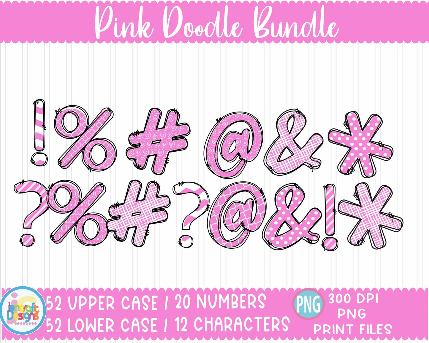 Cancer Awareness Doodle Letters Png | Pink Breast Cancer Doodle Alphabet Png Sublimation File