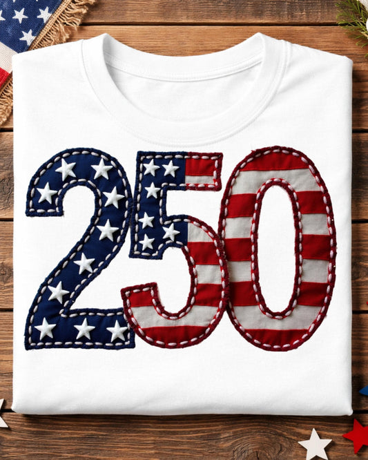 Patriotic 250th Anniversary PNG | USA 2026 Faux Embroidery digital download preview