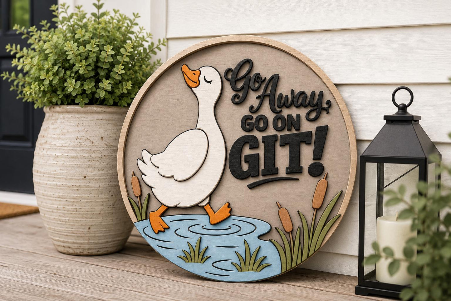 Goose Door Sign SVG Go Away Go On Git | Laser Cut File SVG PNG