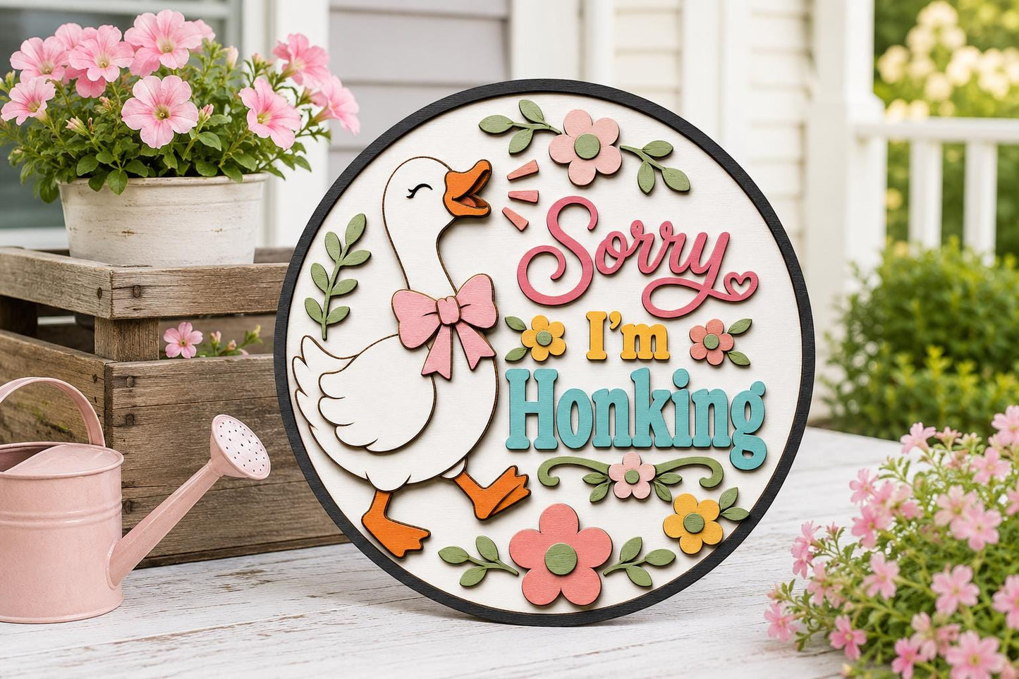 Sorry I'm Honking Goose SVG | Funny Door Sign Laser Cut File SVG PNG