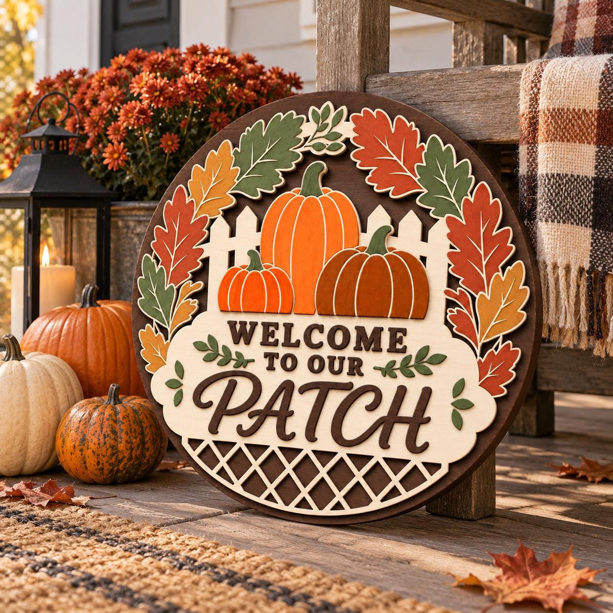 Welcome to Our Patch Sign SVG | Layered Pumpkin Laser Cut