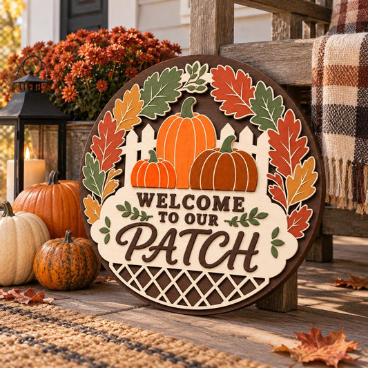 Welcome to Our Patch Sign SVG | Layered Pumpkin Laser Cut - JenCraft Designs