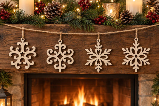 Snowflake SVG Ornament Bundle | Scroll Floral Laser Cut - JenCraft Designs
