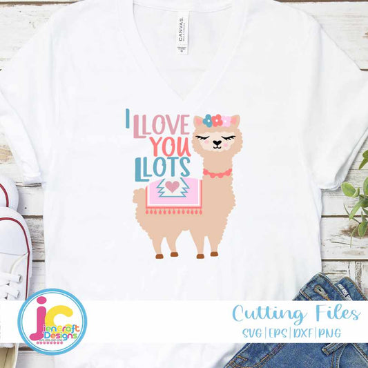 Valentine SVG | I love you lots Llama SVG DXF PNG EPS JenCraft Designs