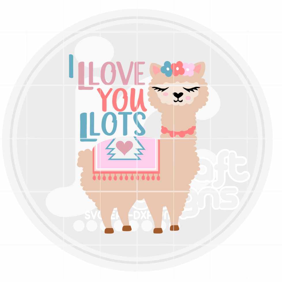 Valentine SVG | I love you lots Llama SVG DXF PNG EPS JenCraft Designs