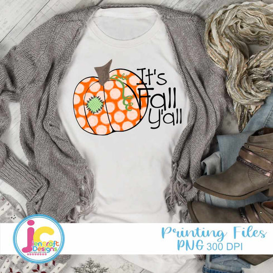 Polka Dot Pumpkin Png| It's Fall Ya'll Thanksgiving Png - JenCraft Designs