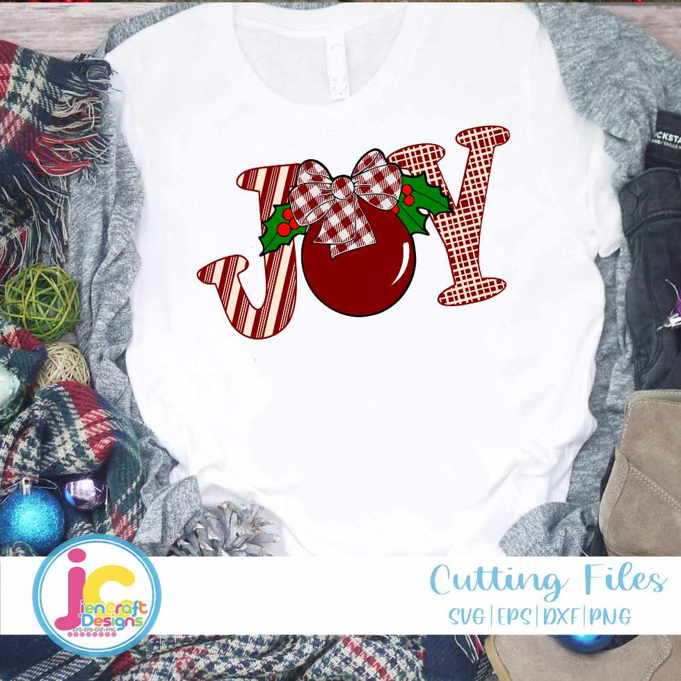 Christmas Svg | Buffalo Plaid JOY SVG DXF PNG EPS JenCraft Designs