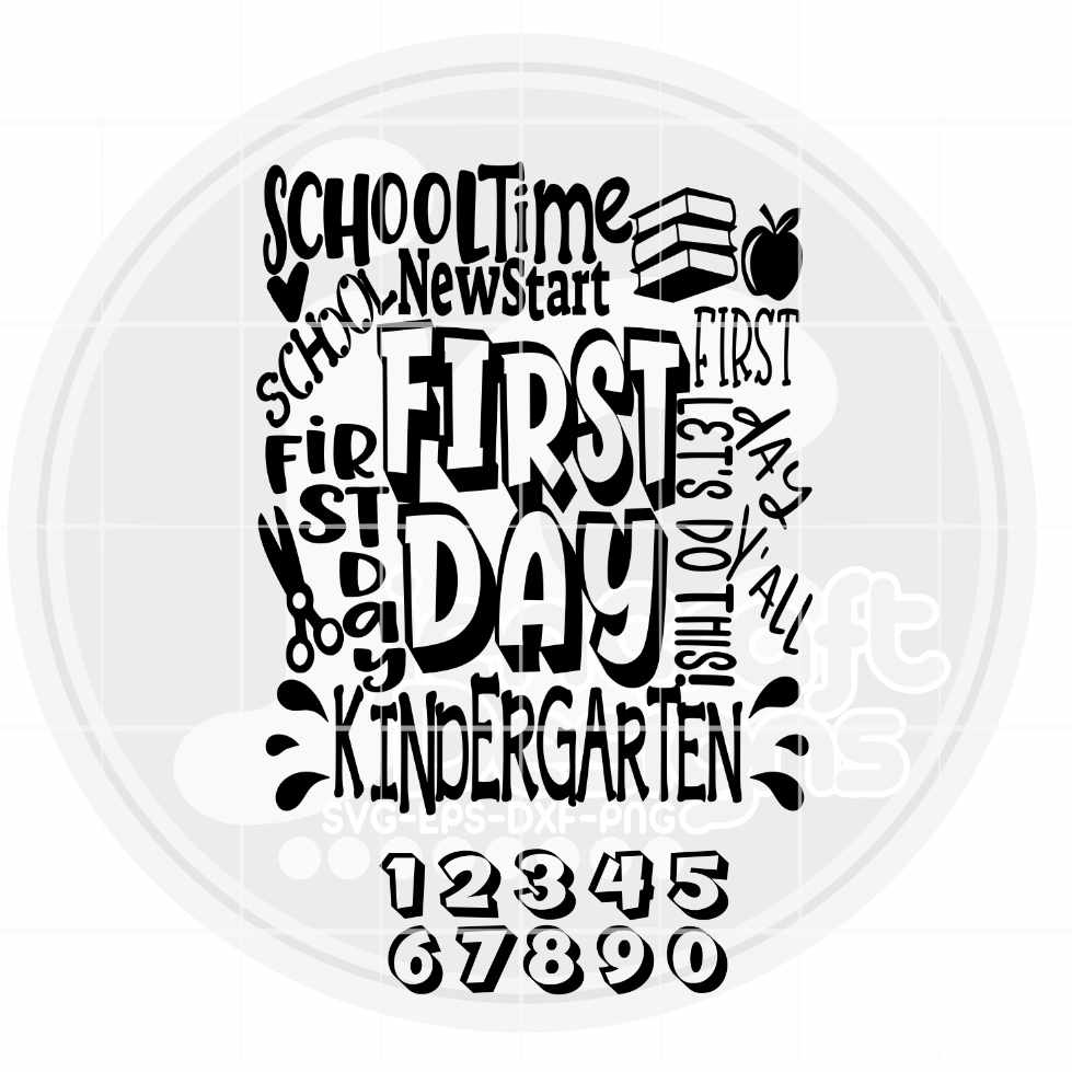 First Day of School svg | Kindergarten Typography SVG EPS DXF PNG