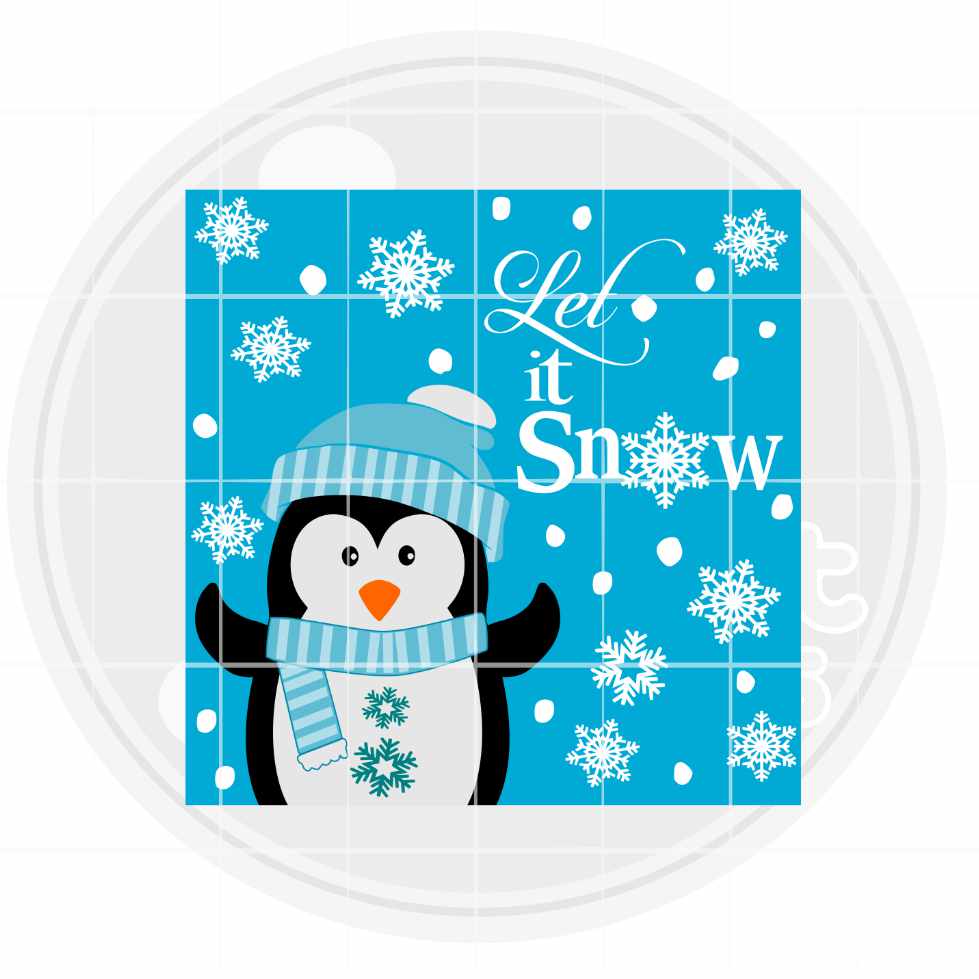 Square Porch Sign SVG | Let it Snow Penguin SVG EPS DXF PNG