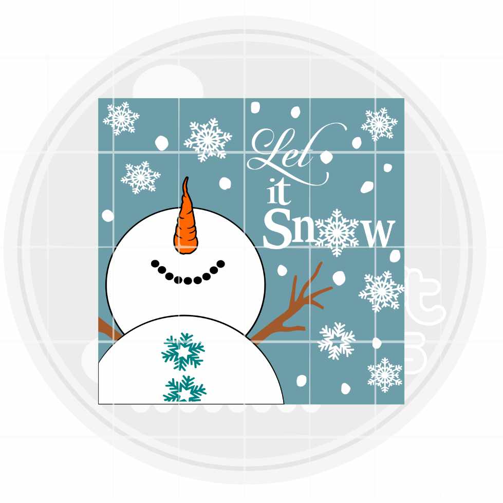 Square Porch Sign SVG | Let it Snow Snowmann SVG EPS DXF PNG