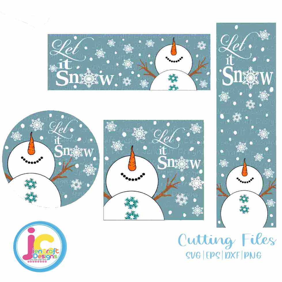 Porch Sign SVG Snowman | Let it Snow Sign SVG DXF PNG EPS Bundle
