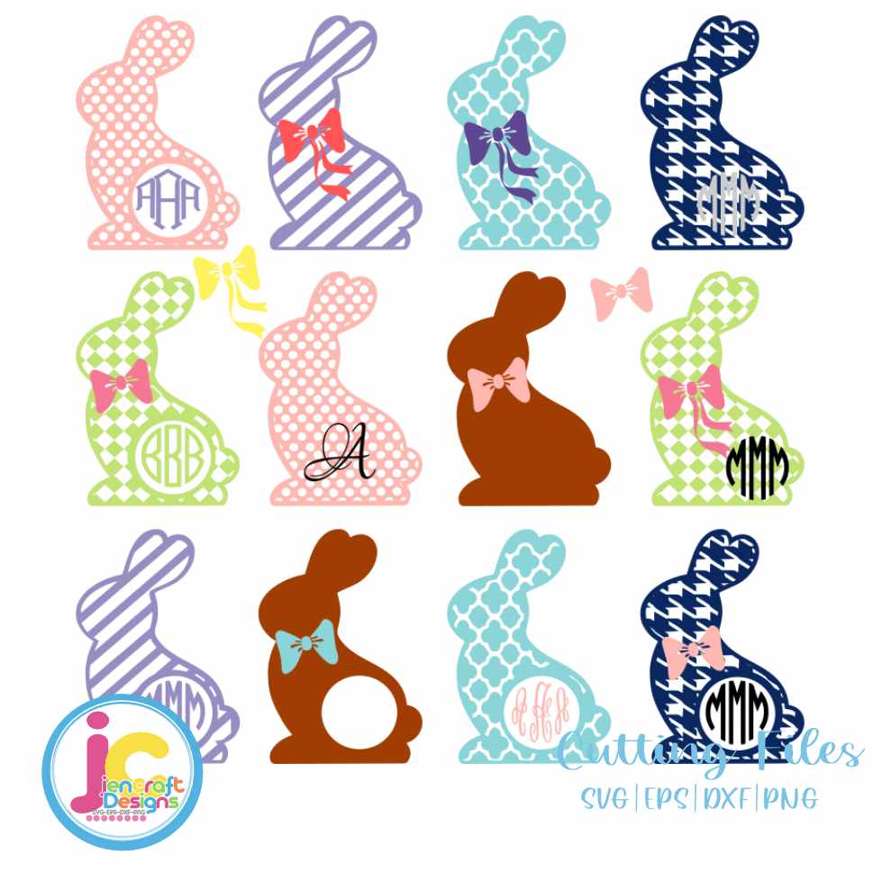 Easter Svg | Chocolate Bunny Monogram SVG EPS DXF PNG Bundle JenCraft Designs