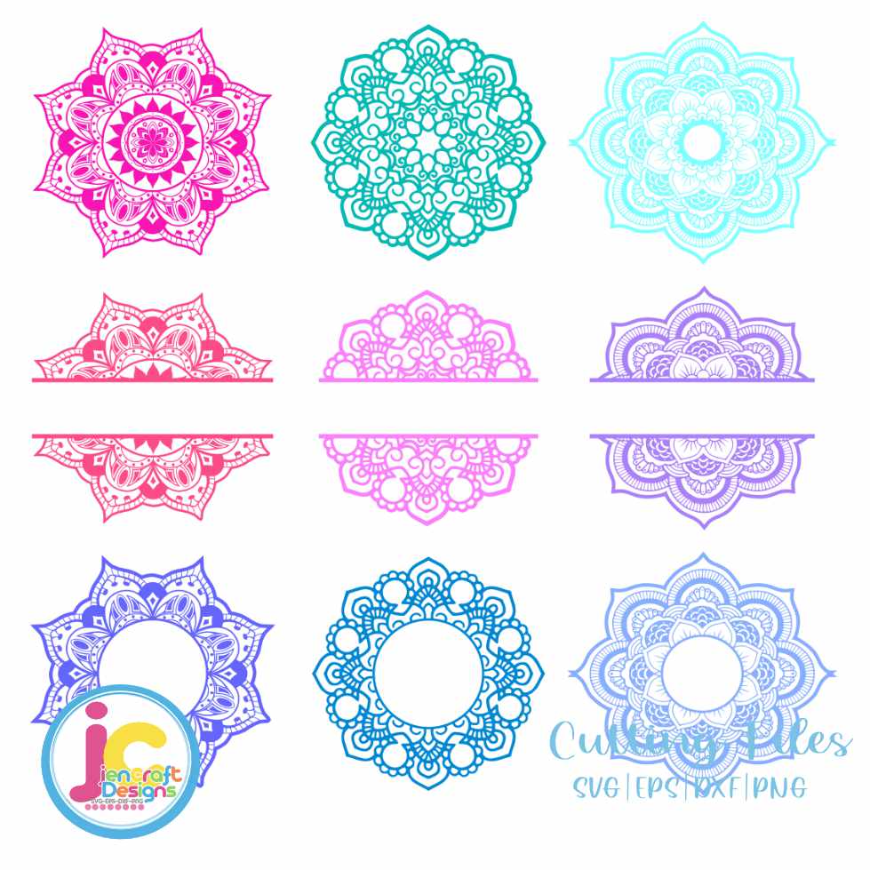 Mandala Svg | Mandala Monogram SVG EPS DXF PNG Bundle JenCraft Designs