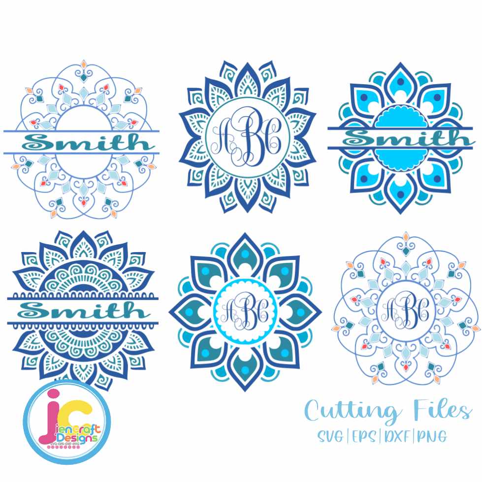 Mandala Svg | Boho Monogram Frame SVG EPS DXF PNG Bundle JenCraft Designs