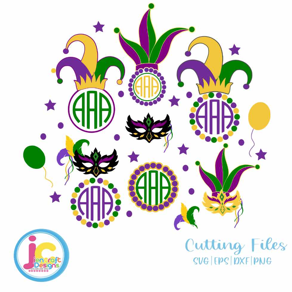 Mardi Gras Svg | Monogram Frame SVG EPS DXF PNG Bundle