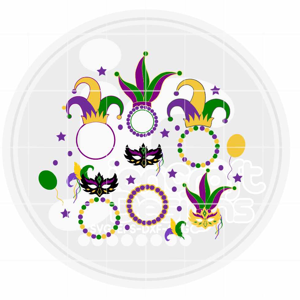Mardi Gras Svg | Monogram Frame SVG EPS DXF PNG Bundle